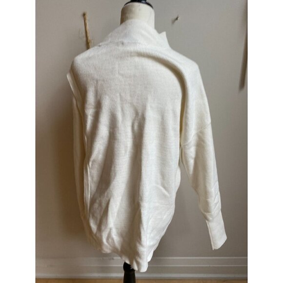 𝅺halogen BNWT sz Large womens Ivory ribbed sweater NEW mock neck button detail - Picture 4 of 9